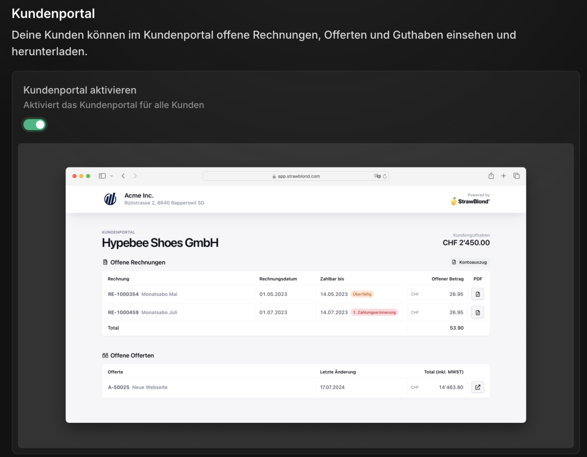 Portal für deine Kunden